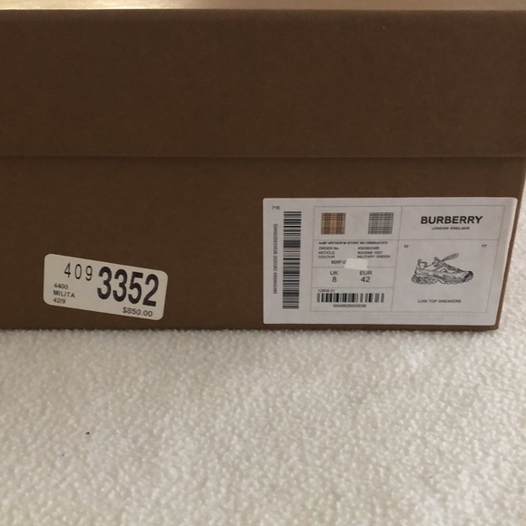 Burberry Military Green Low Top Sneakers - Picture 15 of 15